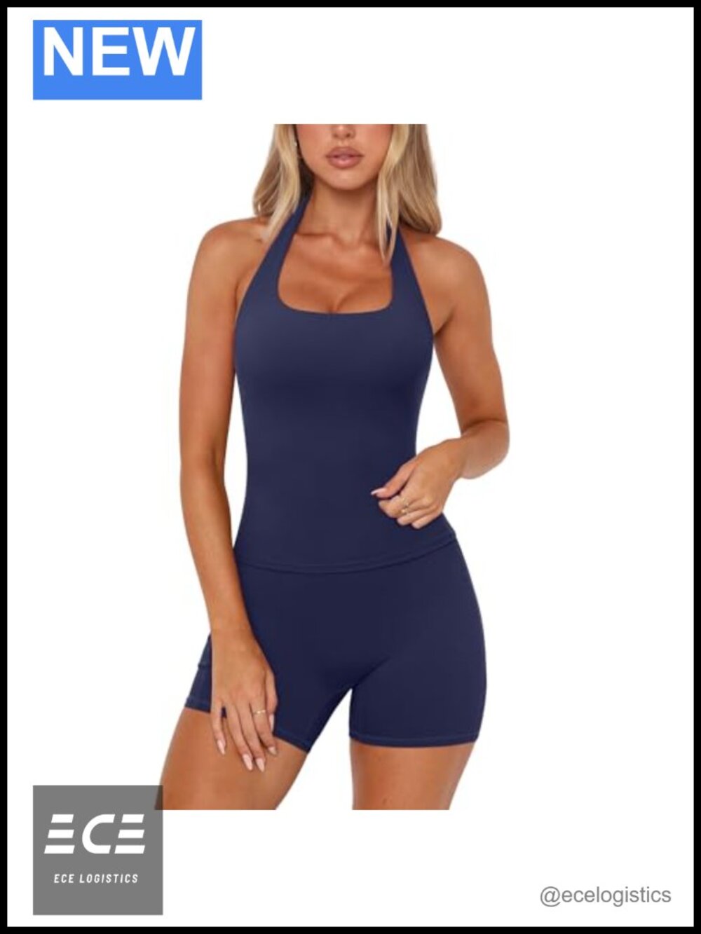 Halter Neck Sports Bra & Biker Shorts Set Activewear